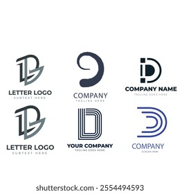 Collection of Technology letter D logo design template. Initials symbol for Business, Start up, Artificial
