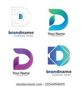 Collection of Technology letter D logo design template. Initials symbol for Business, Start up, Artificial