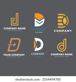 Collection of Technology letter D logo design template. Initials symbol for Business, Start up, Artificial