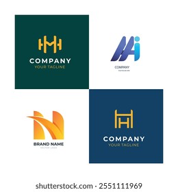 Coleção da carta de tecnologia H modelo de design de logotipo. Símbolo de iniciais para Empresa, Inicialização, Inteligência artificial.