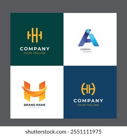 Collection of Technology letter H logo design template. Initials symbol for Business, Start up, Artificial Intelligence.