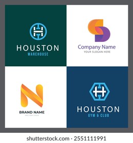 Collection of Technology letter H logo design template. Initials symbol for Business, Start up, Artificial Intelligence.