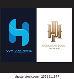 Collection of Technology letter H logo design template. Initials symbol for Business, Start up, Artificial Intelligence.