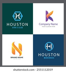 Collection of Technology letter H logo design template. Initials symbol for Business, Start up, Artificial Intelligence.