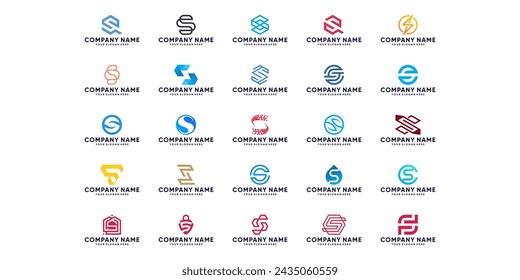 Collection of technology letter S logo designs. initial S for symbol technology, internet, system, Artificial Intelligence, and computer. modern inspiration logo design