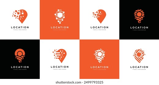 Collection of technology location inspiration logo design templates.	