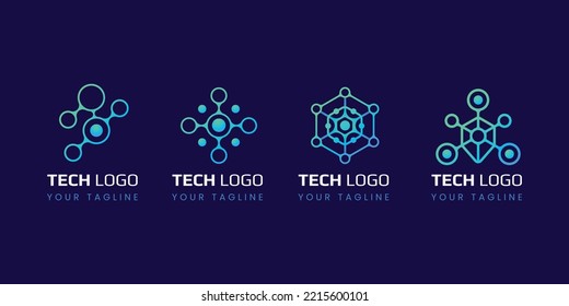 Collection Of Technology Network Logo Template Design. Perfect For Tech Startup Business