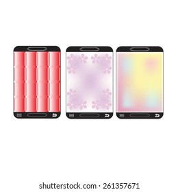 Collection of Technology Wallpaper Designs. Set of Mobile Phones Blurred Backgrounds. Abstract Vector Illustrations.