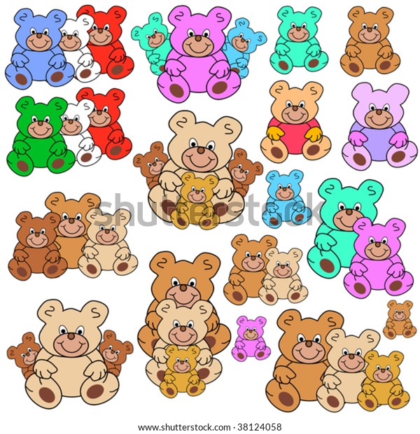 different color teddy bears