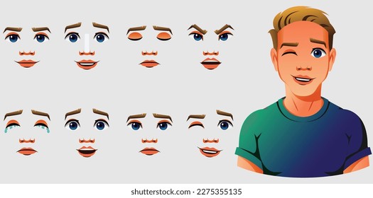 Collection of teenager avatars with different emotions