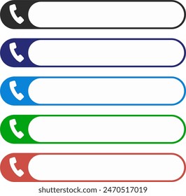 Collection of telephone number cartridge in black, blue, green and red in flat style (cut out)