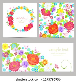 Collection of template floral card and fabric texture for your design