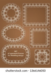 A collection of template frames for laser cutting. Set of decorative vintage frames and borders of certificates, picture frame with corner for wedding design.