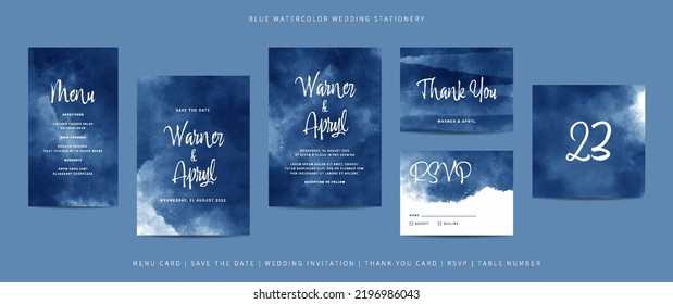 Collection of template wedding stationery with abstract watercolor
