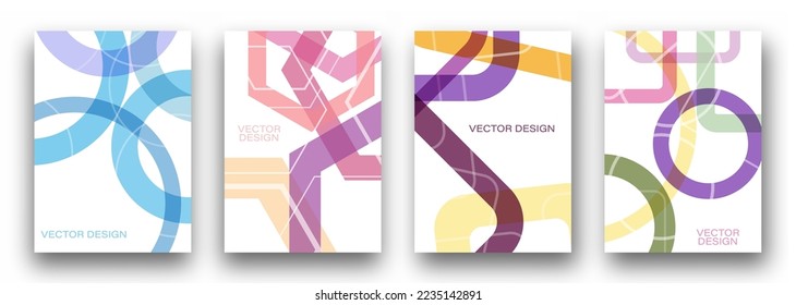 Collection of templates for creative design of covers, posters. A set of designs for social media marketing, advertising and branding. Minimalist style with intersecting colored lines