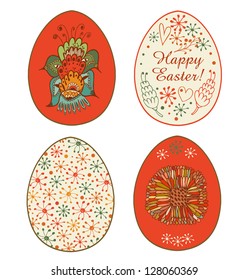 Collection of templates for eggs design. Set with Easter decoration elements. Easter symbols