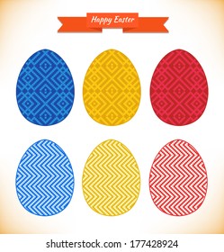 Collection of templates for eggs design. Set with Easter decoration elements