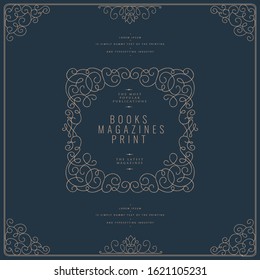 Collection of templates. Flourishes calligraphic ornaments and frames. Good for logos, books, jewelry, badges, postcard, banners, signes Vector illustration