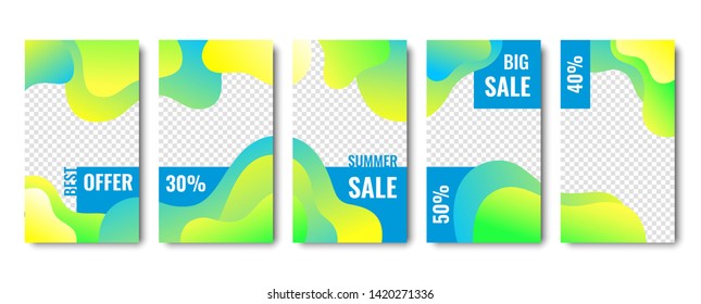 Collection of templates. Frames for stories. Abstract vector illustration. Sale can be used for, website,  poster, flyer, coupon, mobile app, gift card, smartphone template, web design