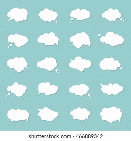 Collection of templates white speech bubbles in pop art style with shadow. Elements of design comic books. Set of thought or communication bubbles. Vector illustration