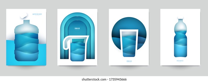 Los templos de recolección cubren el agua. Composición artística abstracta en estilo de papeleo geométrico moderno. Diseño de concepto minimalista para la marca banner, volante, libro, menú, carta. Ilustración vectorial.