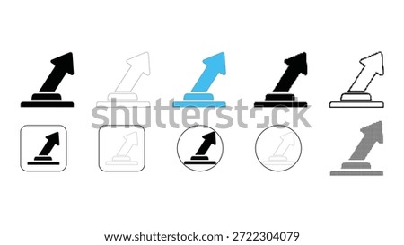 A collection of ten different styles of an upward-pointing arrow icon, often used to represent growth, progress, or a positive trend in business or data visualization, displayed against a white backgr