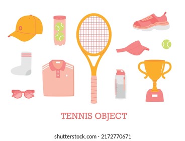  A collection of tennis equipment. flat design style vector illustration.