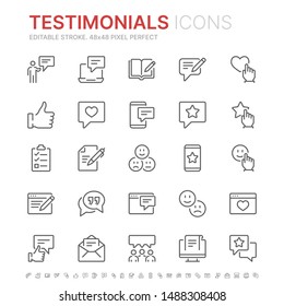 Collection of testimonials related line icons. 48x48 Pixel Perfect. Editable stroke