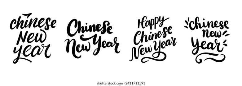 
Collection of text banners 
Chinese New Year. Handwriting inscriptions set Chinese New Year. Hand drawn vector art.