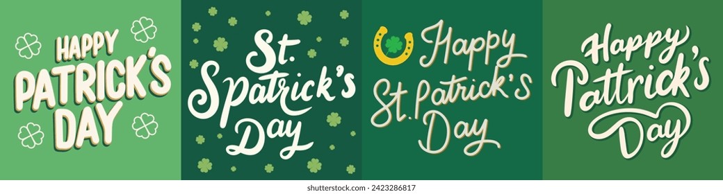 Collection of text banners St. Patrick's Day. Handwriting inscriptions set St. Patrick's Day. Hand drawn vector art