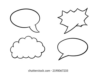 una colección de ilustraciones de cuadros de texto de cuatro diseños diferentes, en un fondo blanco