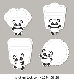 Collection of text frames with cute pandas.