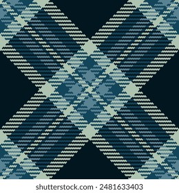 Collection textile tartan background, cool check plaid texture. Fluffy pattern seamless vector fabric in cyan and black colors palette.