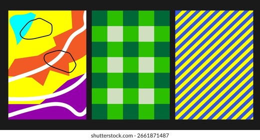 Colección con fondos vectoriales texturizados con patrones simples y divertidos. Tarjetas de fondos Abstractas y coloridos, carteles, cubiertas, Anuncios o marca.