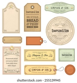 Collection of textured vintage labels. File format is EPS10.
