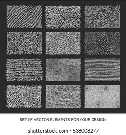 Collection of textures, brushes, graphics, design element. Hand-drawn. Abstract background. Modernistic Art.