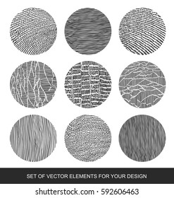 Collection of textures, brushes, graphics, design element. Hand-drawn. Abstract background. Modernistic Art.