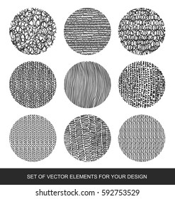 Collection of textures, brushes, graphics, design element. Hand-drawn. Abstract background. Modernistic Art.