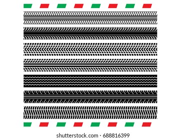 Collection textures of vector tire tracks , Set of detailed tire tread