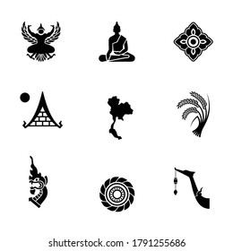 Collection of Thai style icon vector, Thailand culture concept.