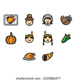 collection of thanksgiving icon vector