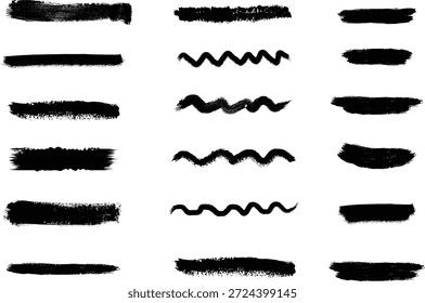 Colección de pinceladas texturizadas gruesas y Vectores de salpicaduras de tinta