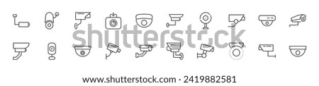 Collection of thin line icons of CCTV. Linear sign and editable stroke. Suitable for web sites, books, articles Stock photo © 