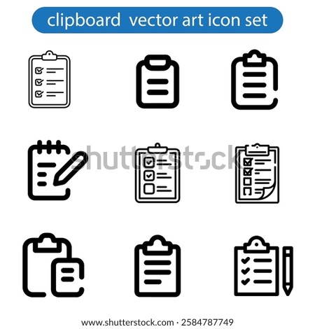 Collection of thin line icons with clipboard - check list, report, survey, questionnaire. Pixel perfect, editable stroke, vector art illustration on white background.