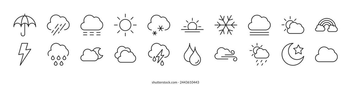 Collection of thin line icons of travel. Editable stroke. Simple linear illustration for web sites, newspapers, articles book 