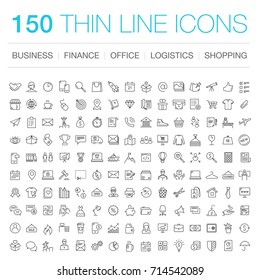 Collection of thin line isolated on white vector icons for business, finance, office, workspace, logistic, shopping, banking, contact and more. 