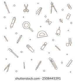 Collection of thin line school icons. School background. School education. EPS 10.