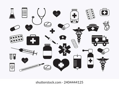 Colección de iconos de líneas delgadas - se puede usar para cualquier tema médico y de salud. 