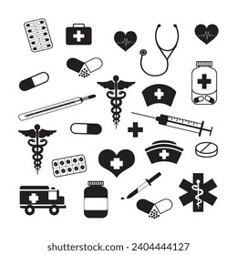 Collection of thin lines icons - can be used for any medical and healthcare topics. 