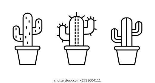 coleção de cactos delgados e plantas suculentas em vasos isolados sobre fundo branco.